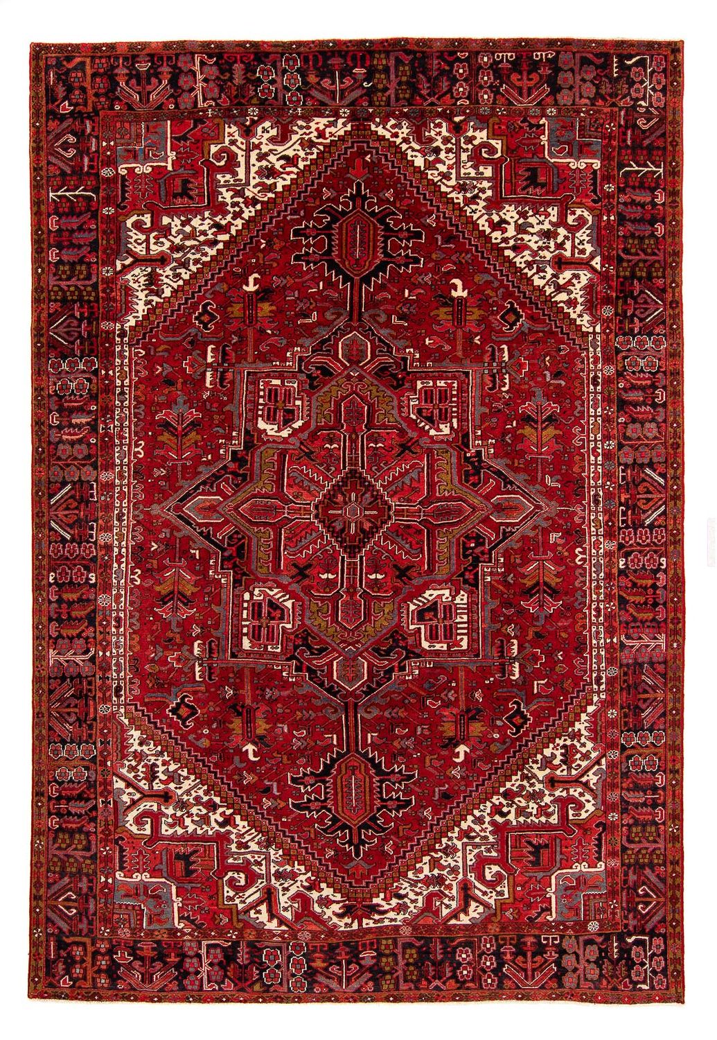 Persisk tæppe - Nomadisk - 398 x 298 cm - mørkerød