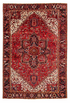 Persisk tæppe - Nomadisk - 384 x 280 cm - mørkerød