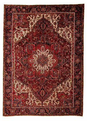 Persisk tæppe - Nomadisk - 388 x 300 cm - mørkerød