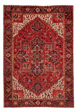 Persisk tæppe - Nomadisk - 382 x 286 cm - mørkerød