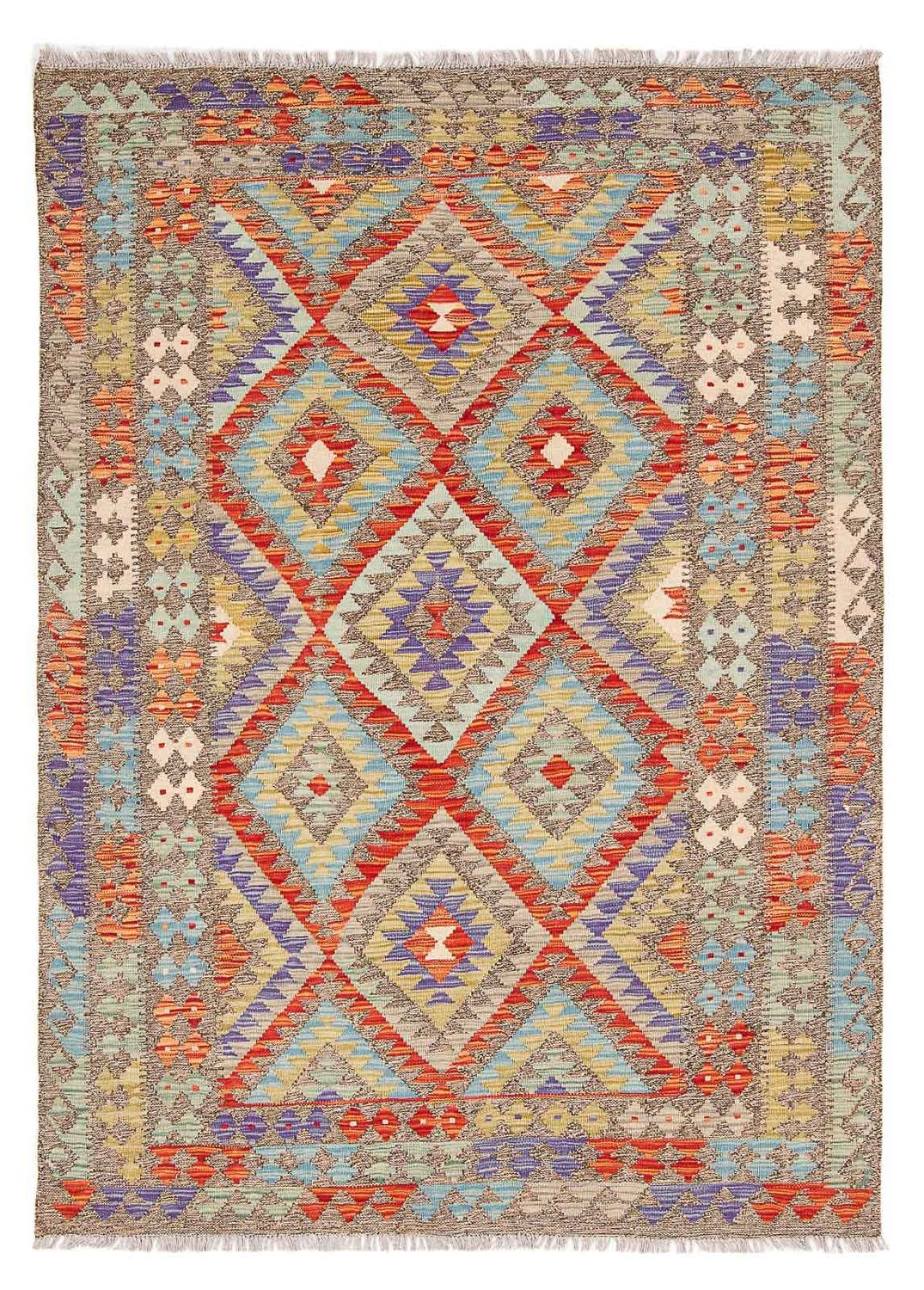Kelim Carpet - Splash - 205 x 156 cm - flerfarvet