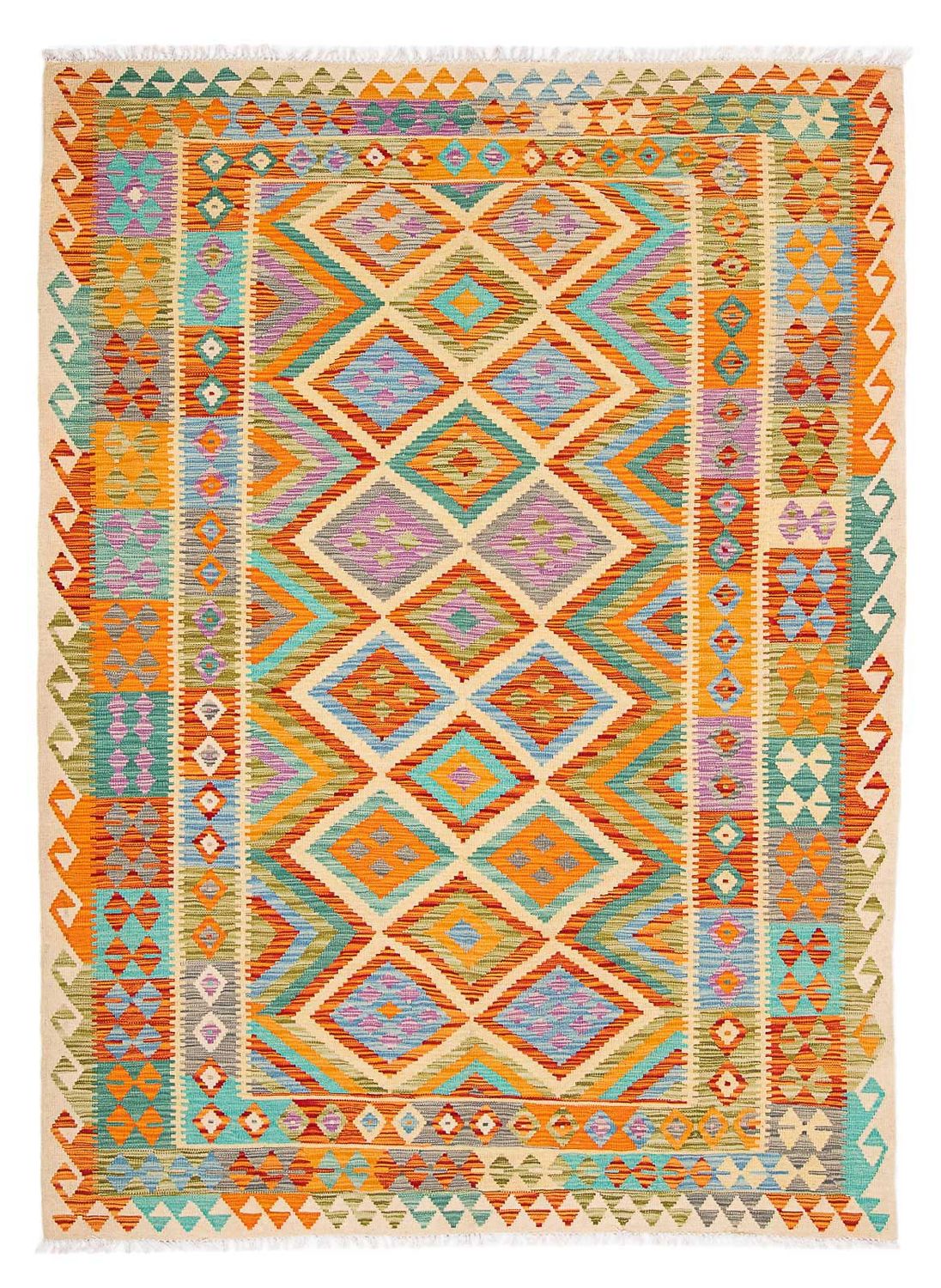 Kelim Carpet - Splash - 246 x 185 cm - flerfarvet