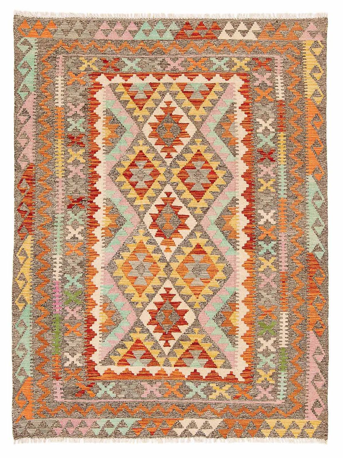 Kelim Carpet - Splash - 188 x 153 cm - flerfarvet