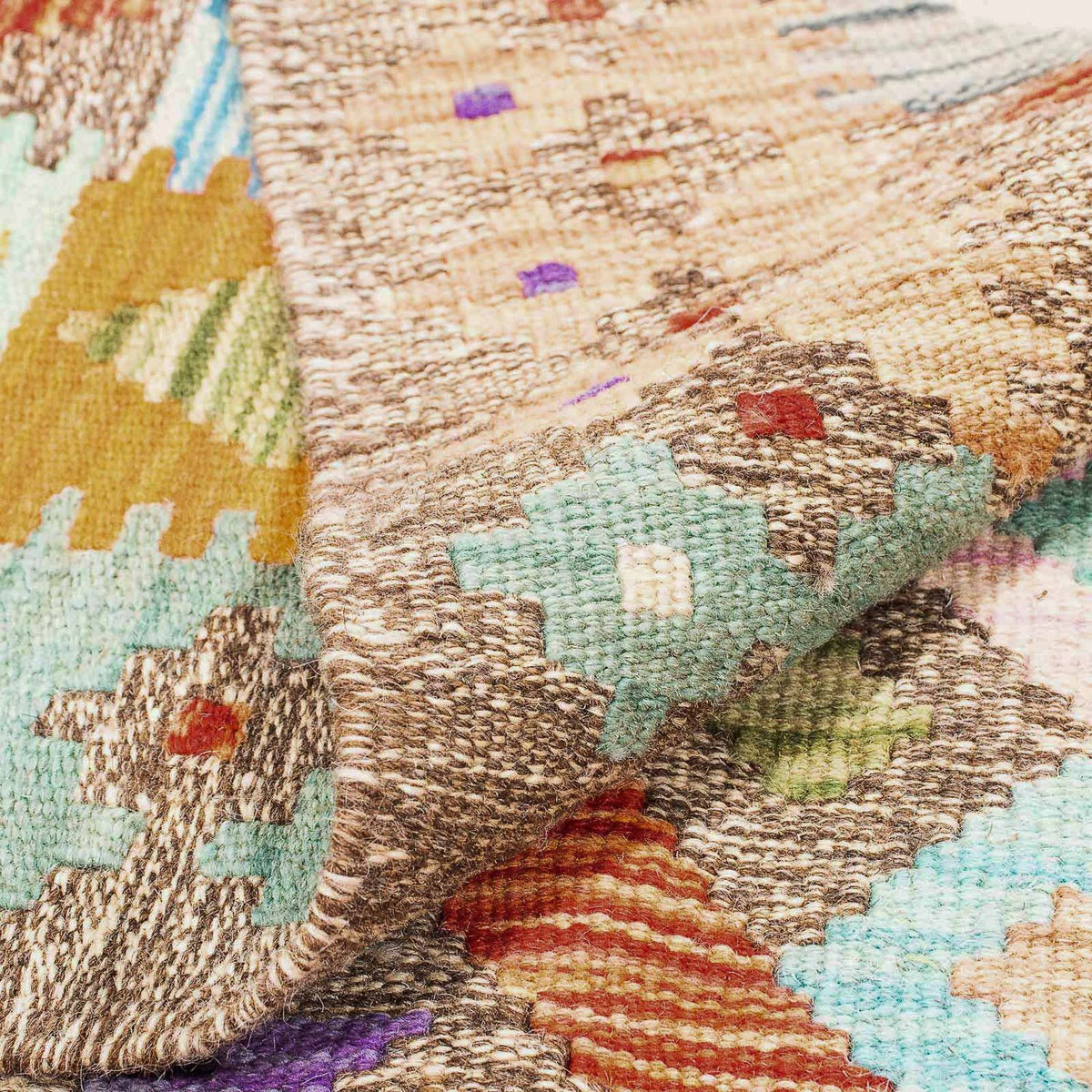 Kelim Carpet - Splash - 194 x 154 cm - flerfarvet