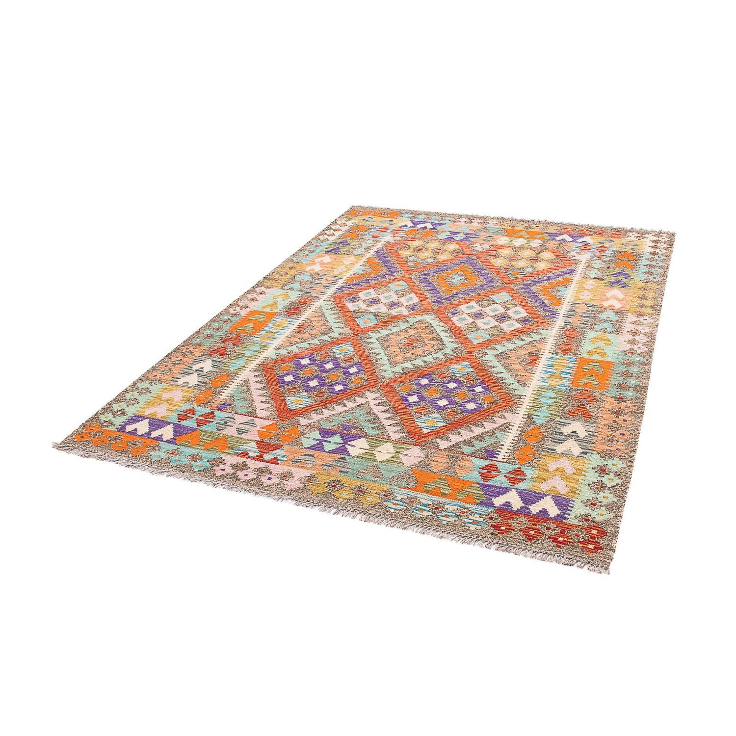 Kelim Carpet - Splash - 194 x 154 cm - flerfarvet