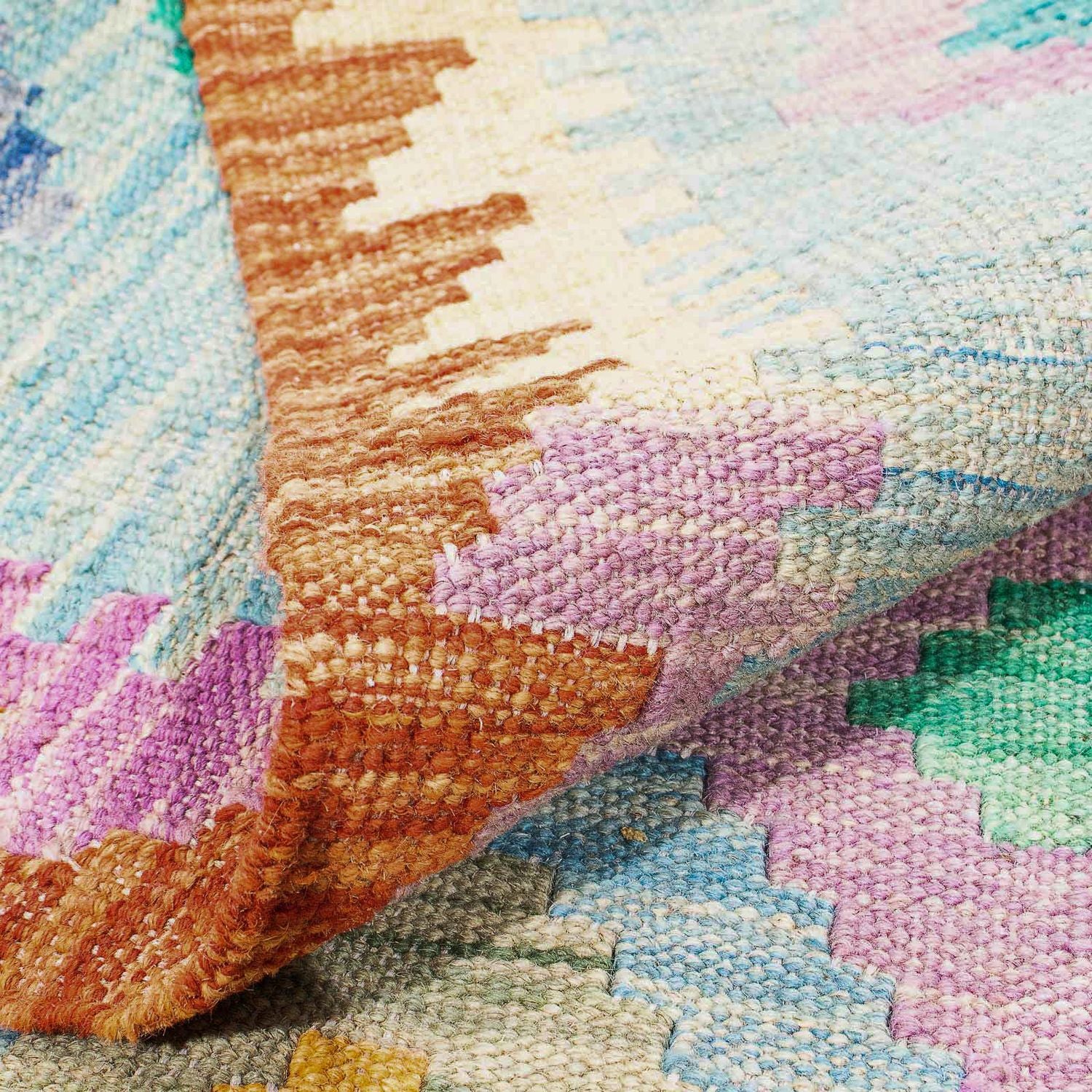 Kelim Carpet - Splash - 180 x 136 cm - lyseblå