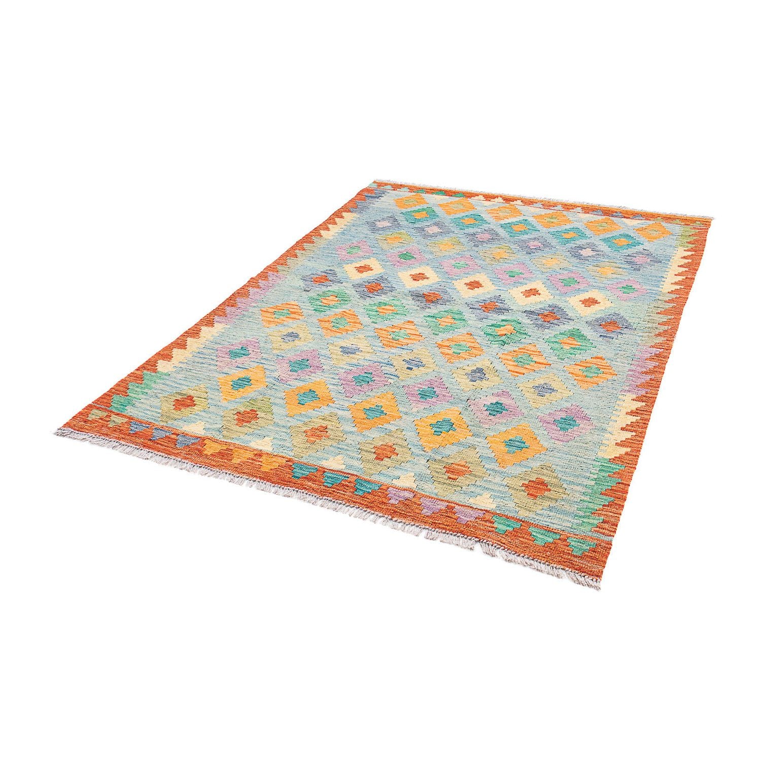 Kelim Carpet - Splash - 180 x 136 cm - lyseblå
