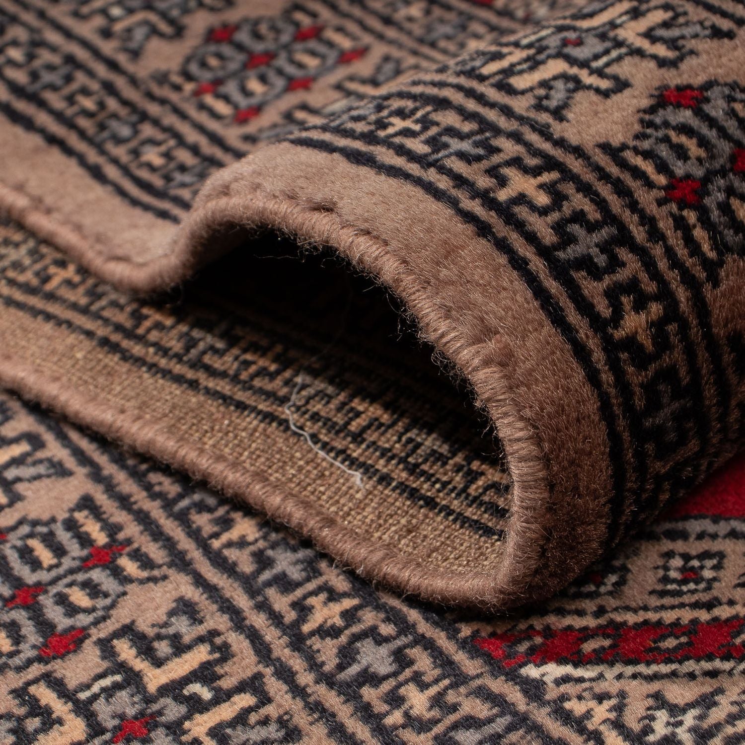 Løber Afghansk tæppe - Bukhara - 314 x 62 cm - mørkerød