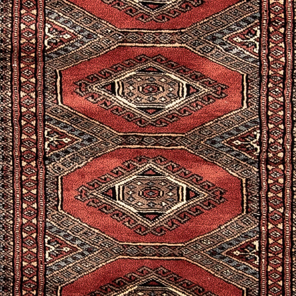 Løber Afghansk tæppe - Bukhara - 400 x 63 cm - mørkerød