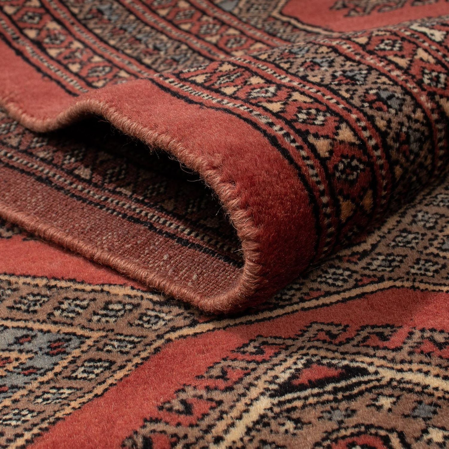 Løber Afghansk tæppe - Bukhara - 400 x 63 cm - mørkerød