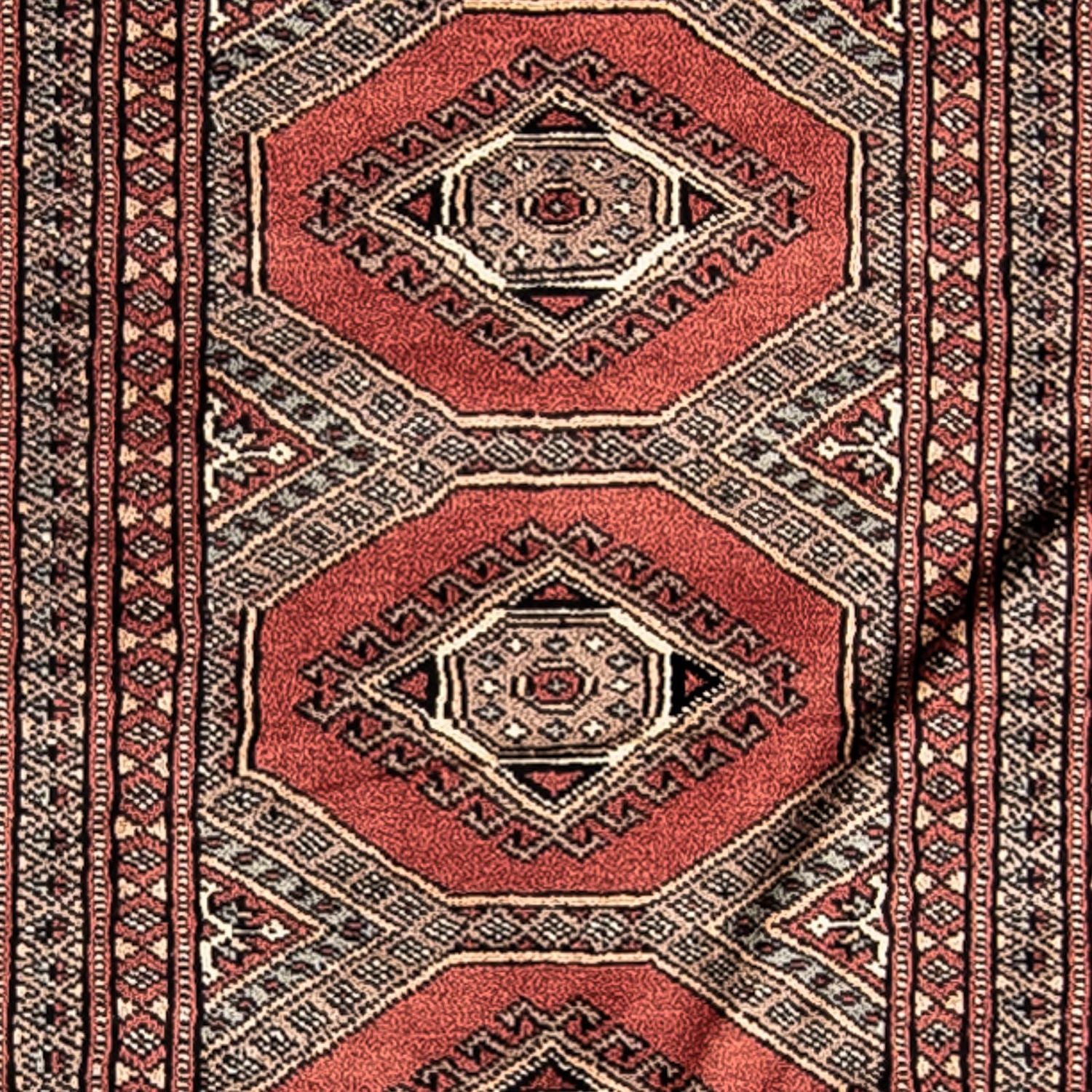 Løber Afghansk tæppe - Bukhara - 396 x 64 cm - mørkerød
