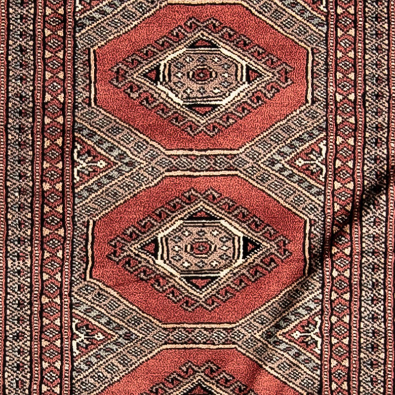 Løber Afghansk tæppe - Bukhara - 396 x 64 cm - mørkerød