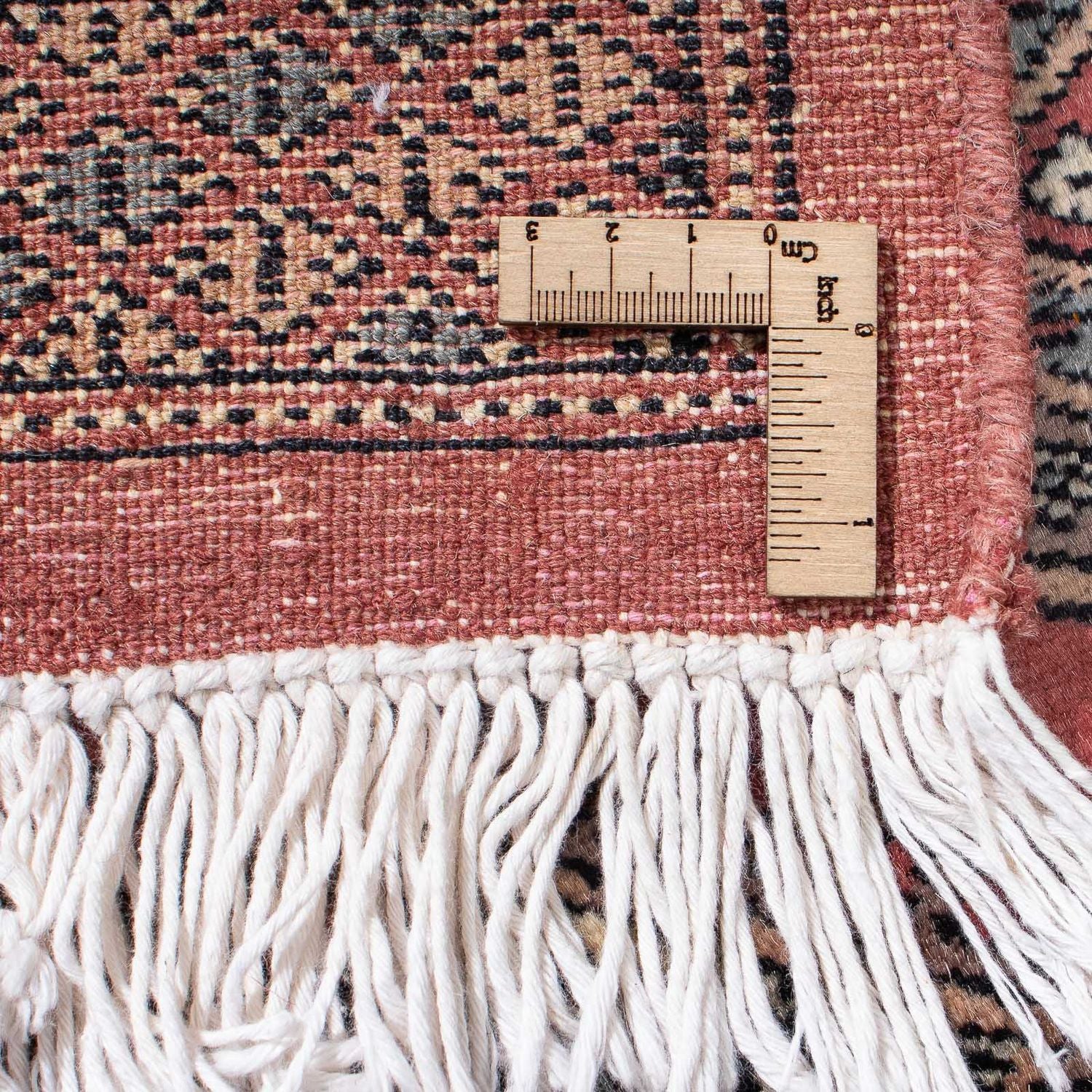 Løber Afghansk tæppe - Bukhara - 396 x 64 cm - mørkerød