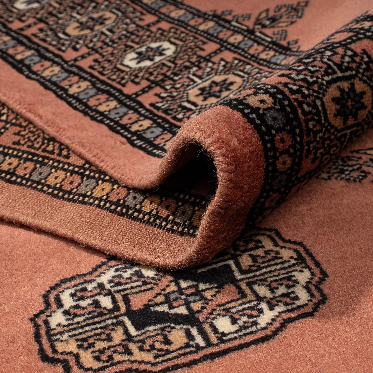 Løber Afghansk tæppe - Bukhara - 404 x 77 cm - lysrød