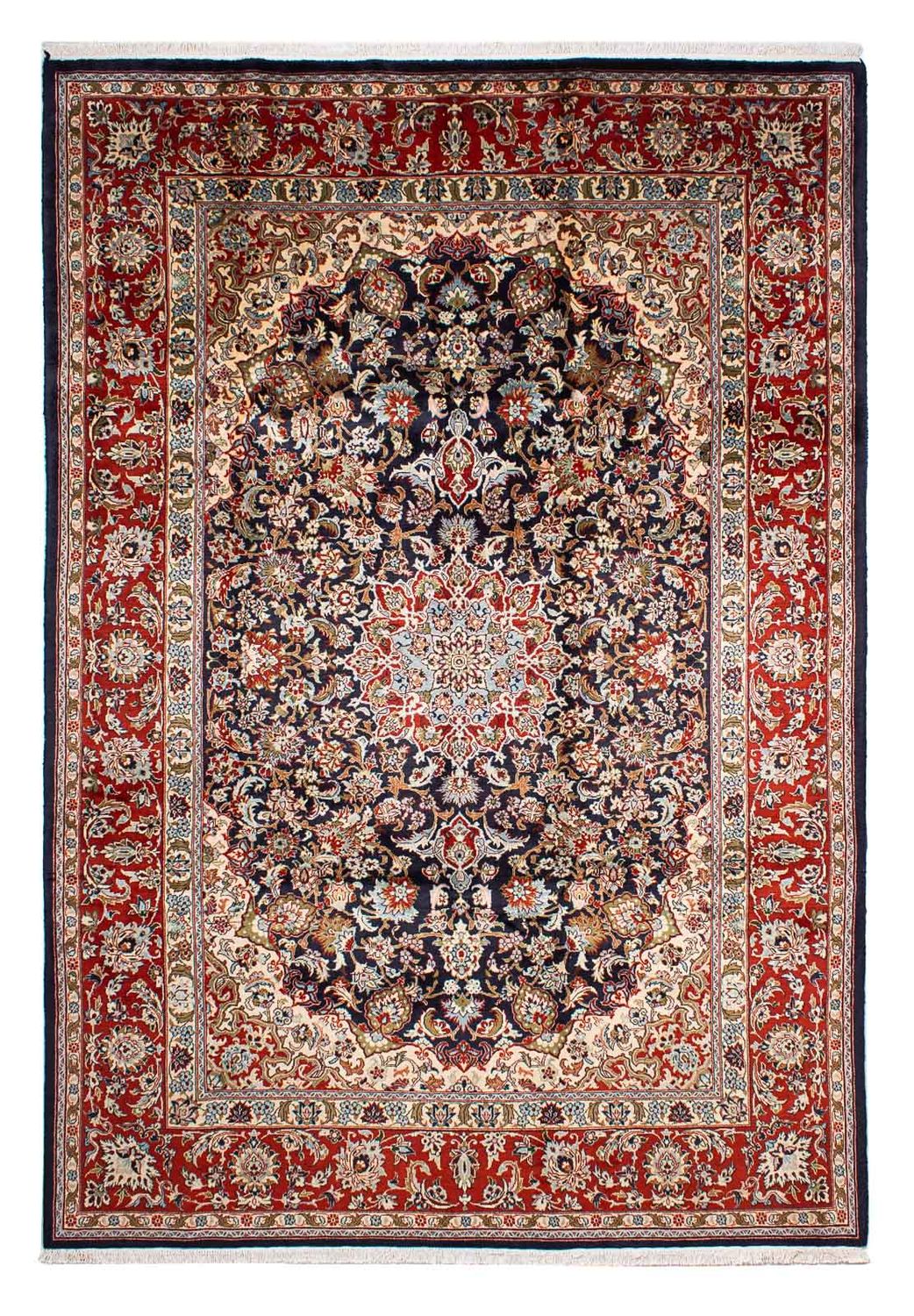 Persisk tæppe - Keshan - 299 x 205 cm - mørkeblå