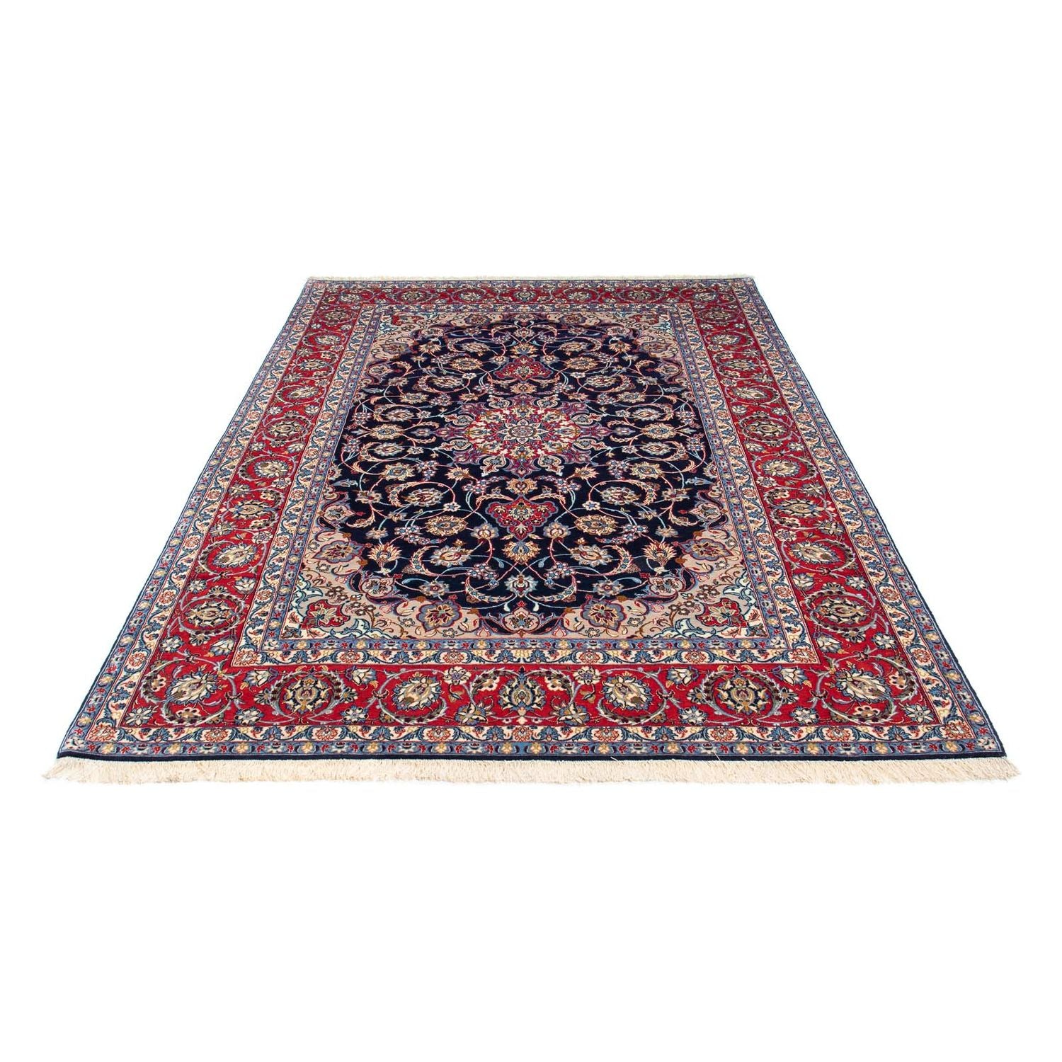 Persisk tæppe - Isfahan - Premium - 233 x 155 cm - mørkeblå