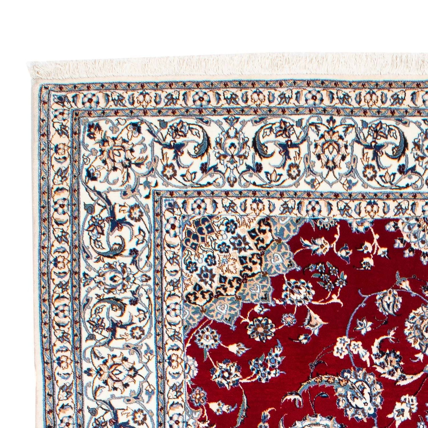 Persisk tæppe - Nain - Premium - 236 x 153 cm - mørkerød
