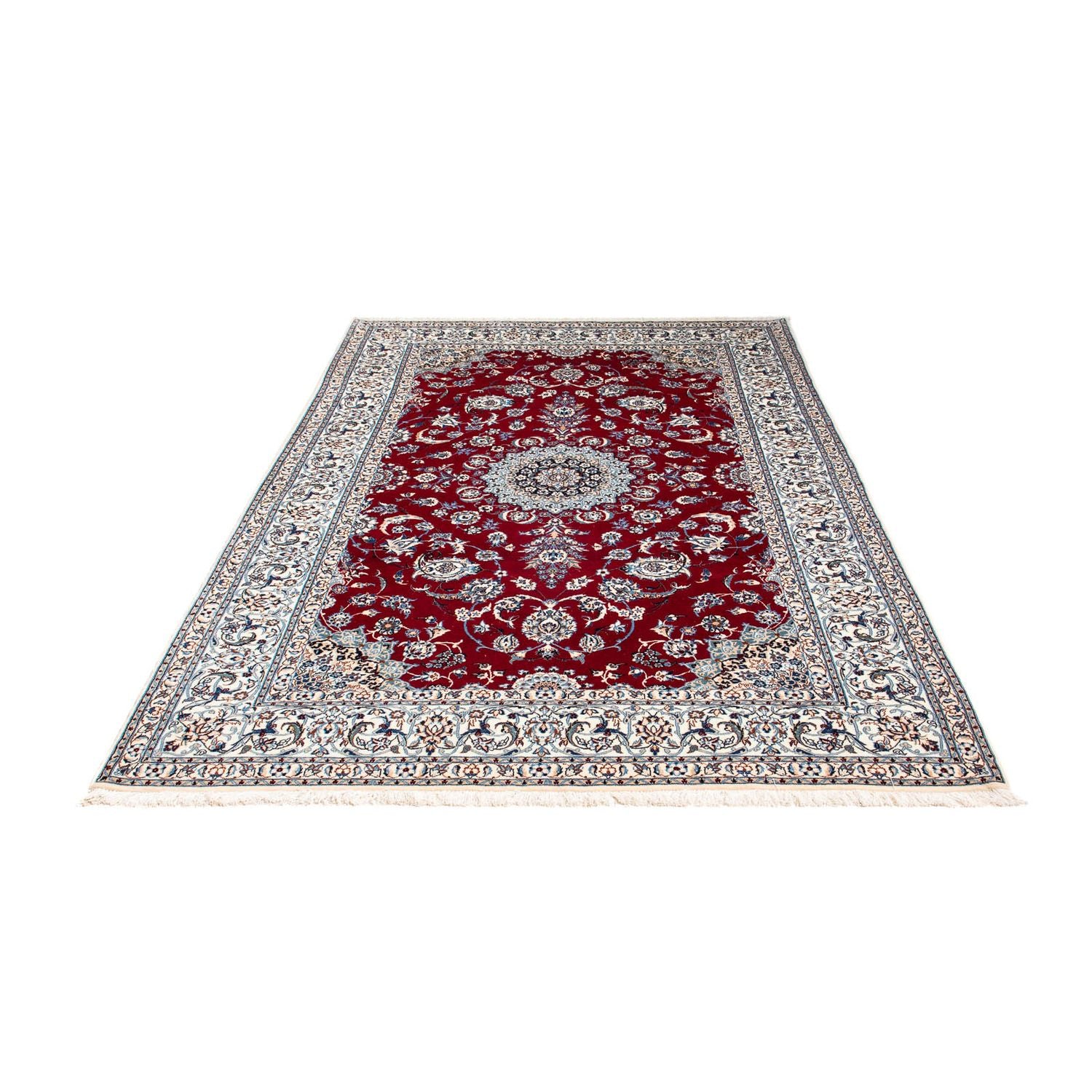 Persisk tæppe - Nain - Premium - 236 x 153 cm - mørkerød