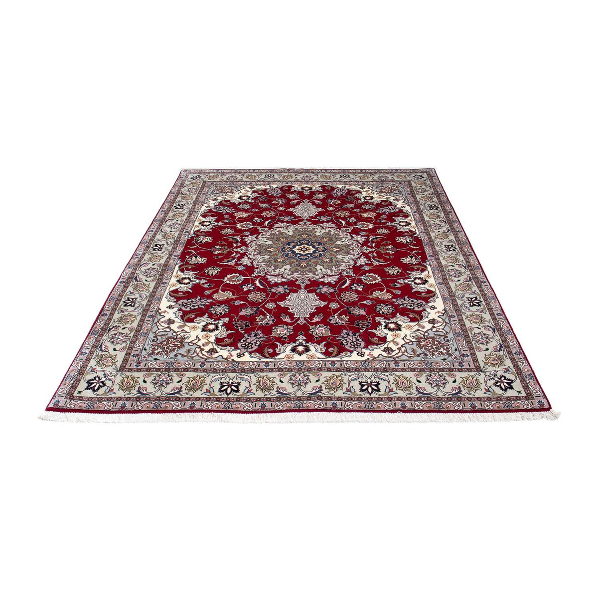 Persisk tæppe - Tabriz - Royal - 202 x 150 cm - mørkerød