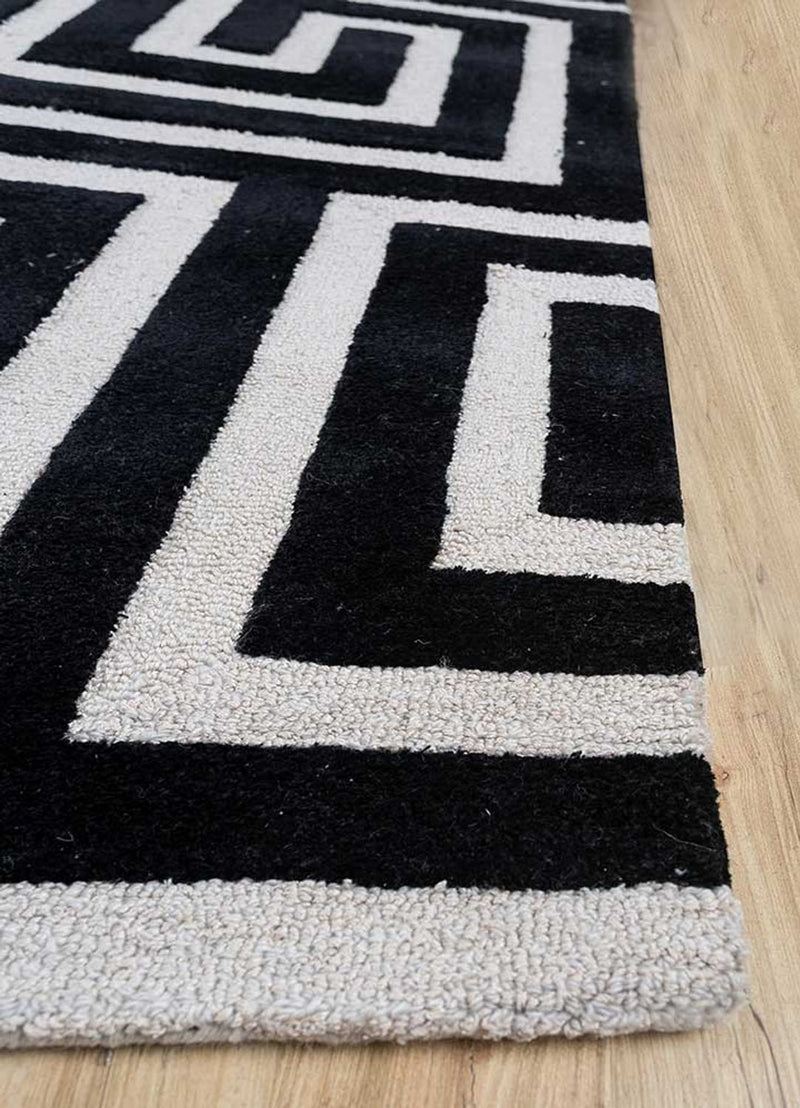 Uldtæppe - 330 x 240 cm - sort og hvid