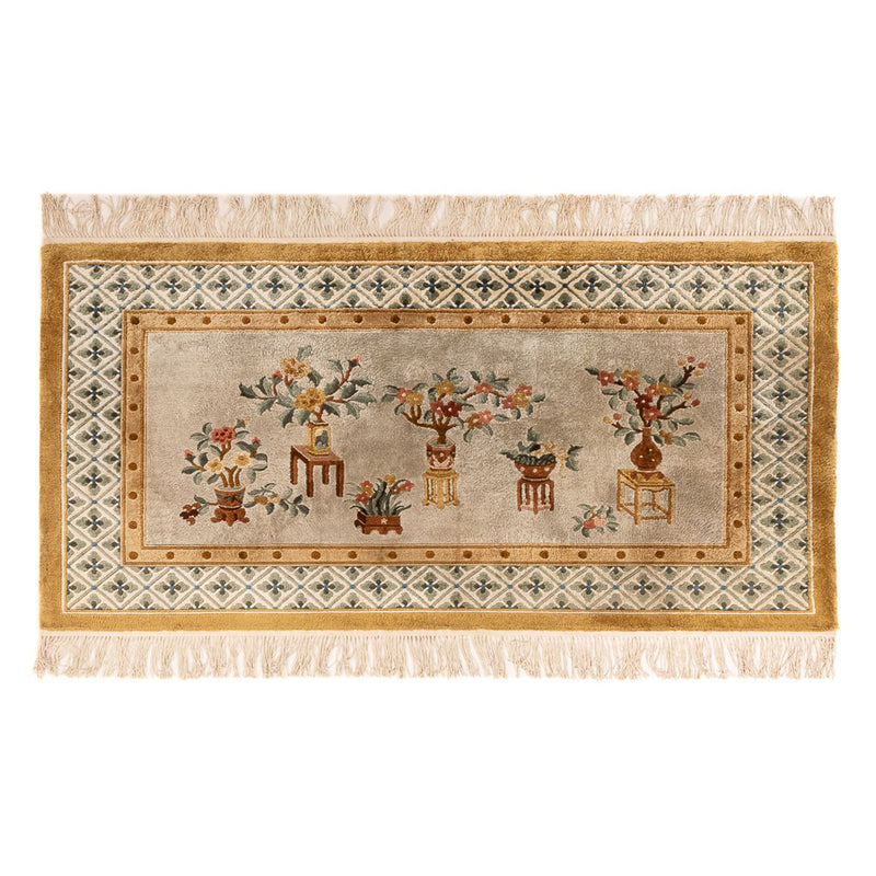 Silketæppe - China Silk - 154 x 93 cm - mørk beige