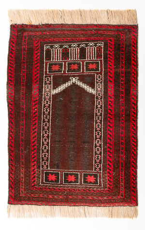 Baluch-tæppe - 147 x 97 cm - mørkerød